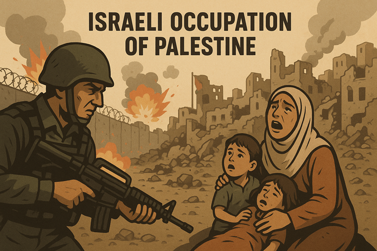 An illustrative map showing the historical land of Palestine.