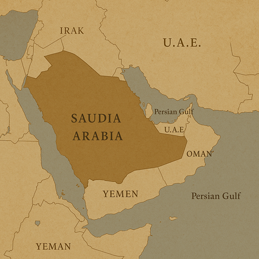 An illustrative map of the Arabian Peninsula.
